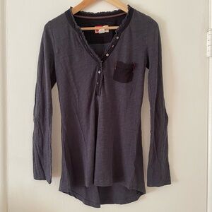Anthropologie XS Long Sleeve Roll-Up Henley Shirt